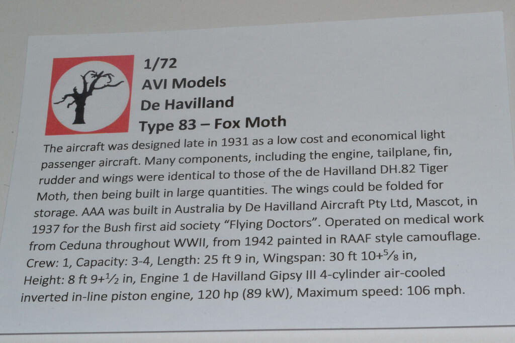 De Havillan Type 83 - Fox Moth